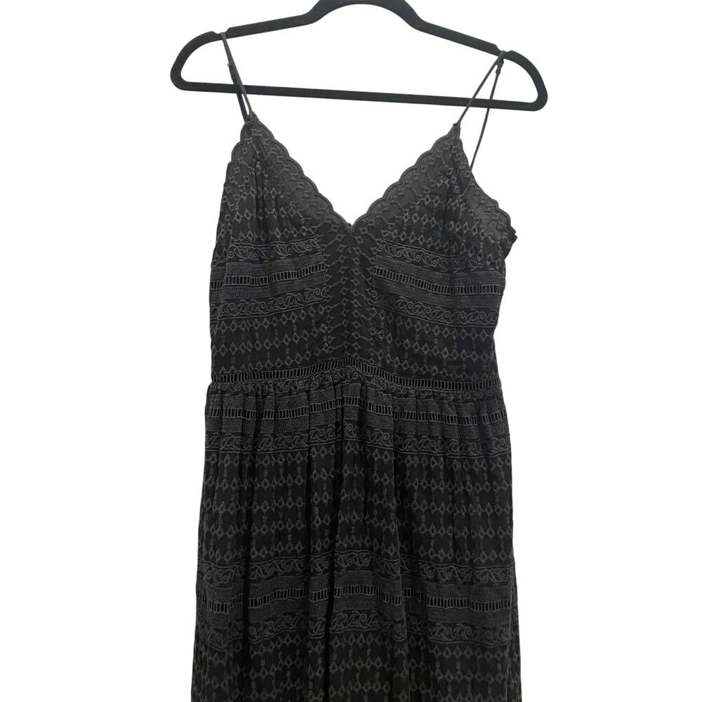 H&M Black Crochet Geometric Eyelet Midi Dress Size 6 - Picture 3 of 6